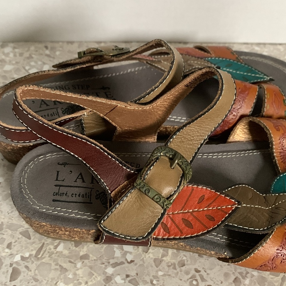 L’Artiste by Spring Step Leather Sandals Women’s Multicolor US 7.5 EU 38 - Picture 8 of 13